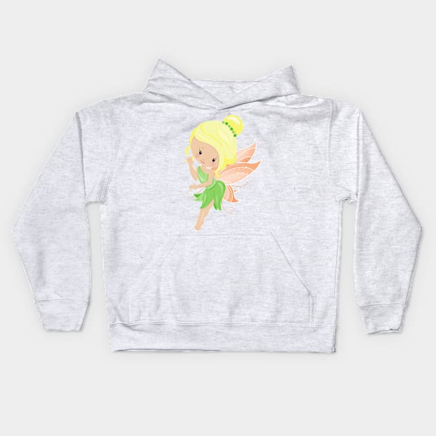 Forest Fairy, Magic Fairy, Cute Fairy, Blonde Hair Kids Hoodie by Jelena Dunčević